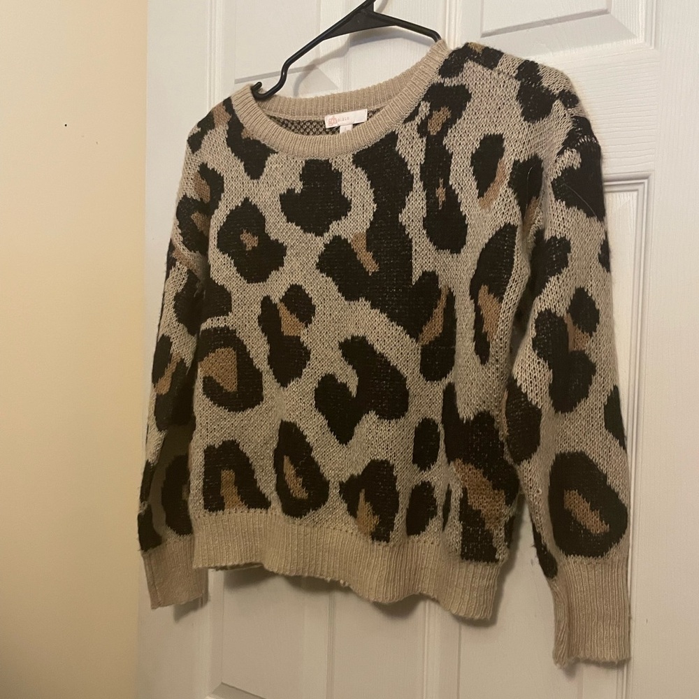 GB Girls Leopard Print Sweater - Black and Brown